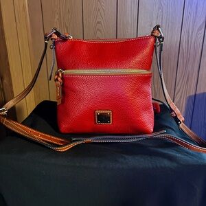Dooney & Bourke Red Crossbody Bag with Brown Accents